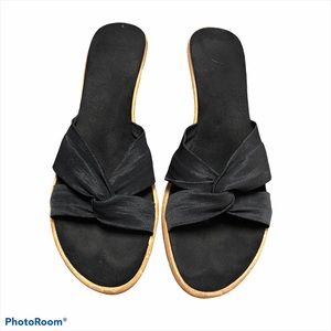 Black Cork Wedge Sandals - Size 8.5